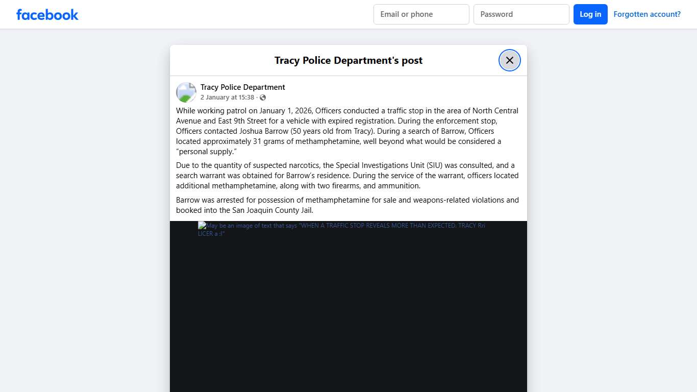 While working patrol on January... - Tracy Police Department Facebook