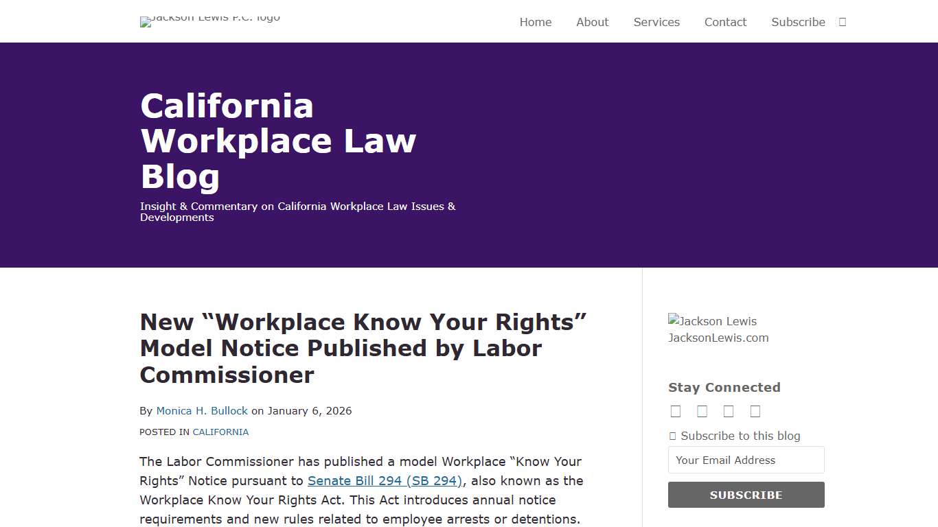 New “Workplace Know Your Rights” Model Notice Published by Labor Commissioner California Workplace Law Blog