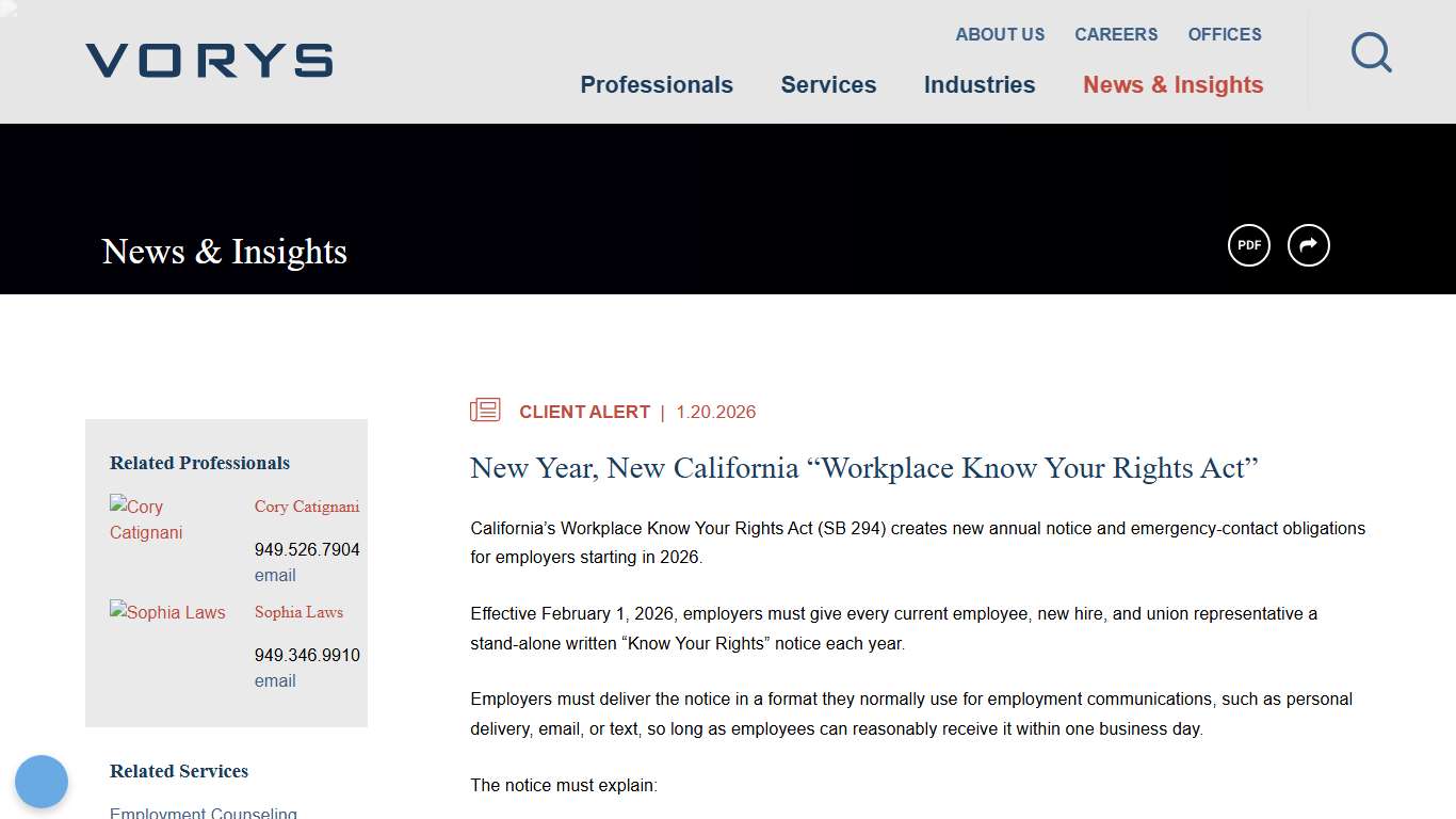 New Year, New California “Workplace Know Your Rights Act”